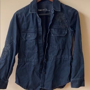 NWT Embroidered Denim Shacket